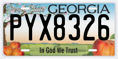 GA license plate PYX8326