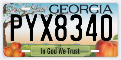 GA license plate PYX8340