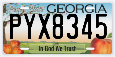 GA license plate PYX8345