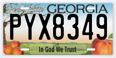 GA license plate PYX8349
