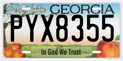 GA license plate PYX8355