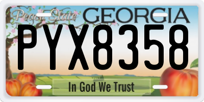 GA license plate PYX8358