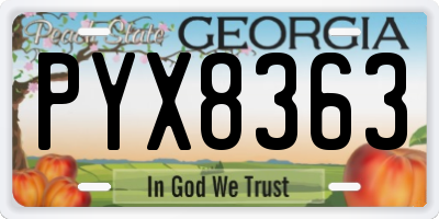 GA license plate PYX8363