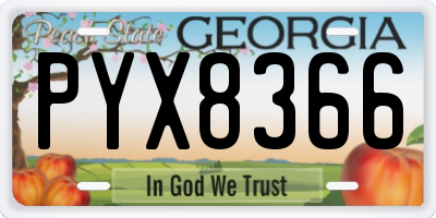 GA license plate PYX8366