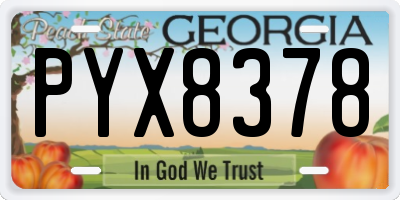 GA license plate PYX8378