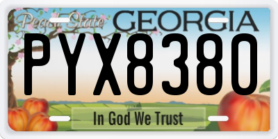 GA license plate PYX8380