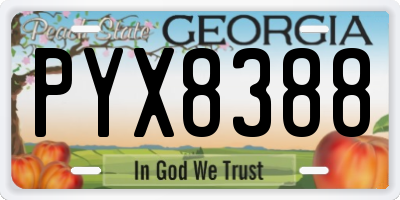 GA license plate PYX8388
