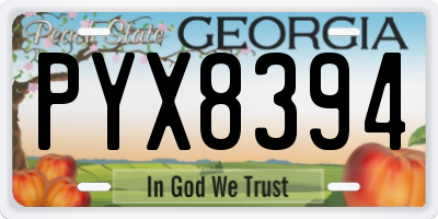 GA license plate PYX8394