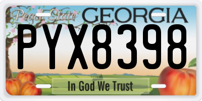 GA license plate PYX8398
