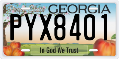 GA license plate PYX8401