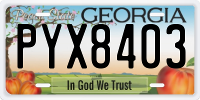 GA license plate PYX8403