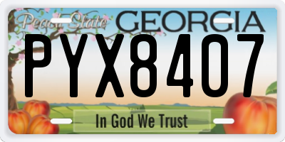 GA license plate PYX8407