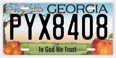 GA license plate PYX8408