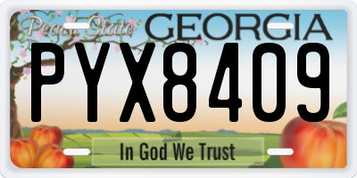GA license plate PYX8409