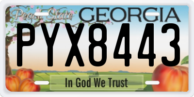 GA license plate PYX8443