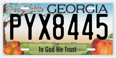 GA license plate PYX8445