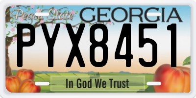 GA license plate PYX8451