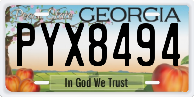 GA license plate PYX8494
