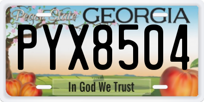 GA license plate PYX8504