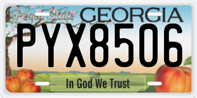 GA license plate PYX8506