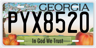 GA license plate PYX8520