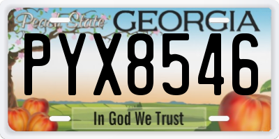 GA license plate PYX8546