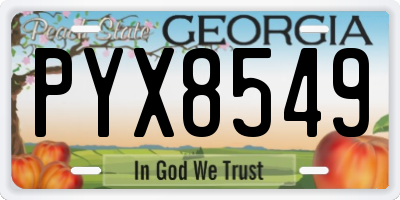 GA license plate PYX8549
