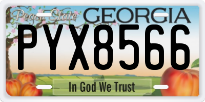 GA license plate PYX8566