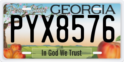 GA license plate PYX8576