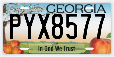 GA license plate PYX8577