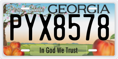 GA license plate PYX8578