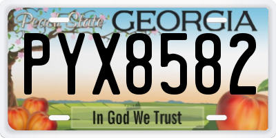 GA license plate PYX8582