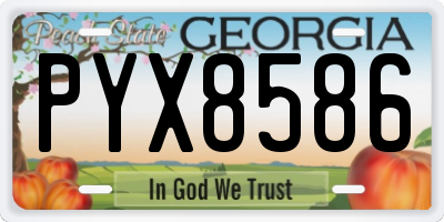 GA license plate PYX8586