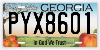 GA license plate PYX8601