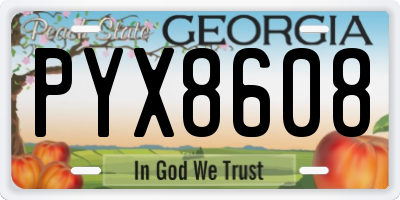 GA license plate PYX8608