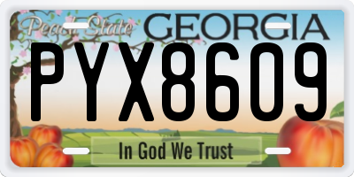 GA license plate PYX8609