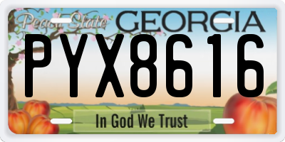 GA license plate PYX8616