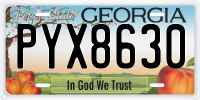 GA license plate PYX8630