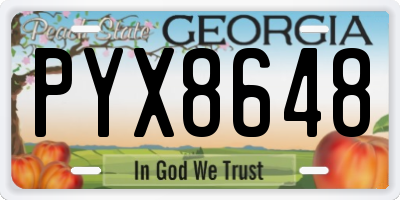 GA license plate PYX8648