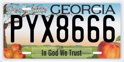 GA license plate PYX8666