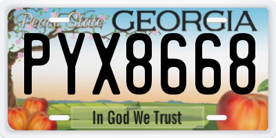 GA license plate PYX8668