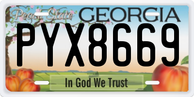 GA license plate PYX8669