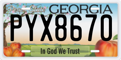 GA license plate PYX8670