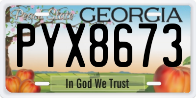 GA license plate PYX8673