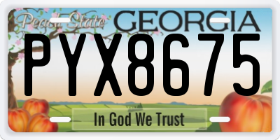 GA license plate PYX8675