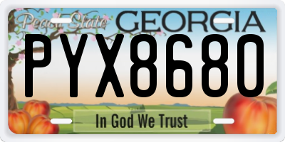 GA license plate PYX8680
