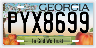 GA license plate PYX8699
