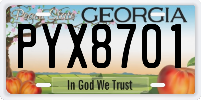 GA license plate PYX8701