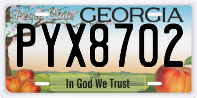 GA license plate PYX8702