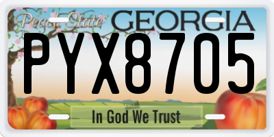 GA license plate PYX8705